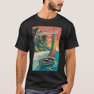 Jamaica boot illustratie reis kunst vintage t-shirt