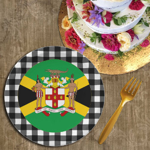 Jamaica Bord, Emblem buffalo plaid, Jamaicaanse vl Papieren Bordje