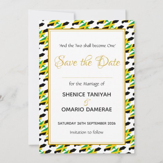 JAMAICA Bruiloft Christelijke Custom Celebration Save The Date (Voorkant)