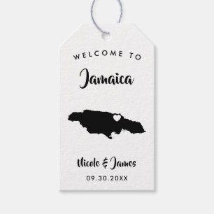 Jamaica bruiloft welkomsttas Labels, eilandkaart Cadeaulabel