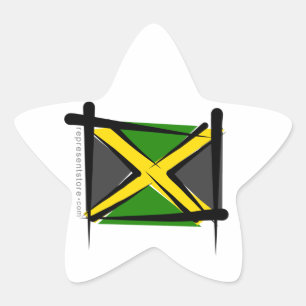 Jamaica Brush Flag Ster Sticker