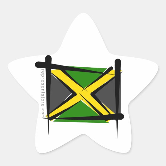 Jamaica Brush Flag Ster Sticker (Voorkant)