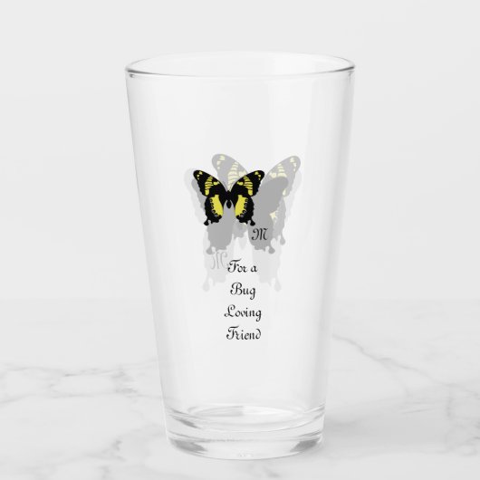Jamaica Butterfly Shadow Monogram Glas (Voorkant)