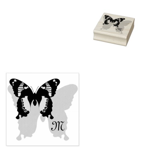 Jamaica Butterfly Shadow Monogram Rubberstempel (Gestempeld)