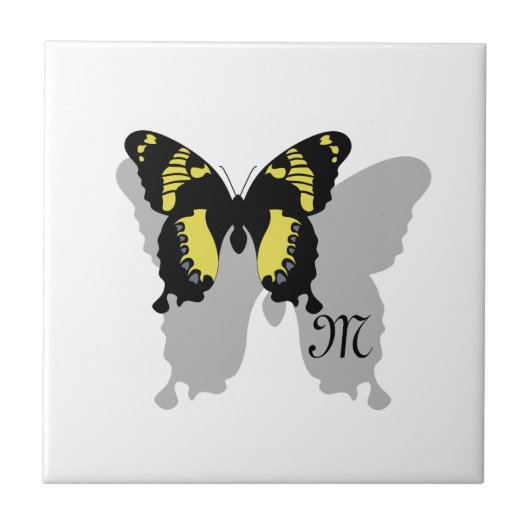 Jamaica Butterfly Shadow Monogram Tegeltje (Voorkant)