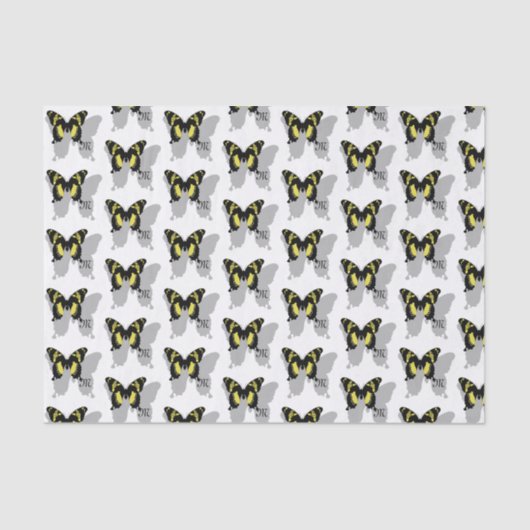 Jamaica Butterfly Shadow Monogram Tissuepapier (Voorkant)