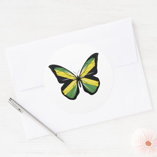 Jamaica Butterfly vlag Ronde Sticker (Envelop)
