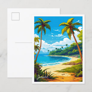 Jamaica Caribbean Art Travel  illustratie Briefkaart