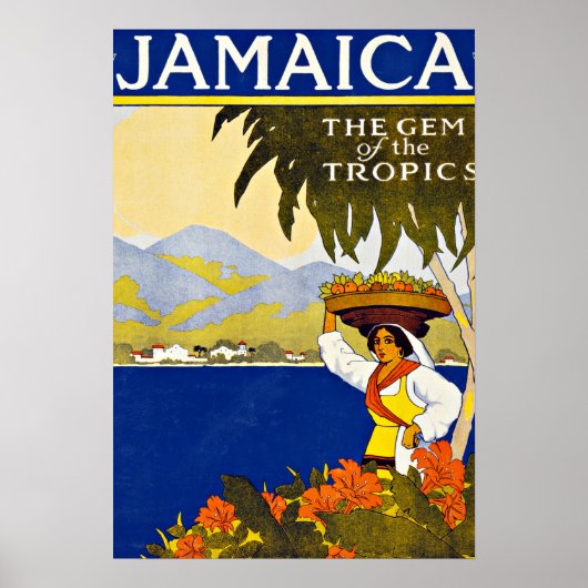 Jamaica Caribbean Zee Vintage Travel Poster (Voorkant)
