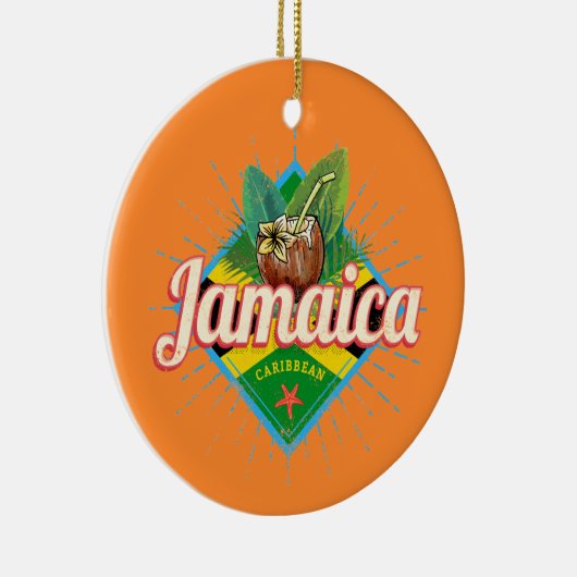 Jamaica caribische boon retro flag vacation  keramisch ornament (Rechts)