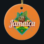 Jamaica caribische boon retro flag vacation  keramisch ornament<br><div class="desc">Jamaica in het caribisch gebied met kokosnoot souvenir voor eilandvakantie. Jamaica met een retro-vlag en zeestervis in het Caribisch gebied als souvenir voor het strand en de oceaan. Jamaica Lifestyle for Backpackers and Caribbean Island Trip. Jamaica in het eiland Caribisch gebied en kokosvormsouvenir. Jamaica retro Island flag design for caribbean...</div>
