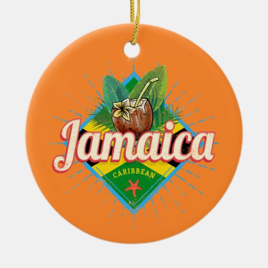 Jamaica caribische boon retro flag vacation  keramisch ornament (Voorkant)