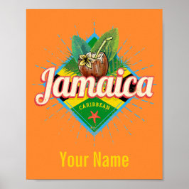 Jamaica caribische boon retro flag vacation  poster