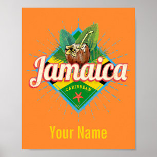 Jamaica caribische boon retro flag vacation  poster