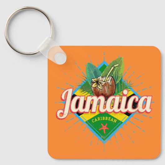 Jamaica caribische boon retro flag vacation  sleutelhanger (Voorkant)