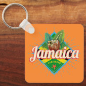 Jamaica caribische boon retro flag vacation  sleutelhanger (Voorkant)