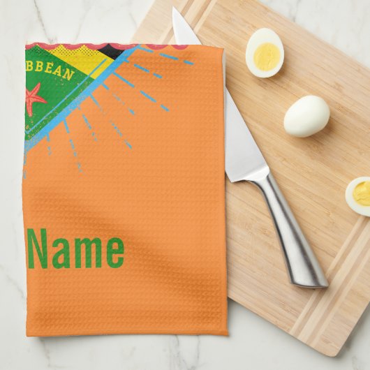 Jamaica caribische boon retro flag vacation  theedoek (Quarter Fold)