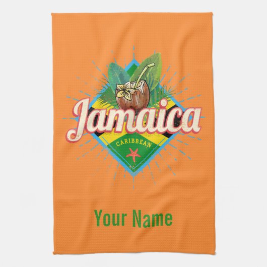 Jamaica caribische boon retro flag vacation  theedoek (Verticaal)