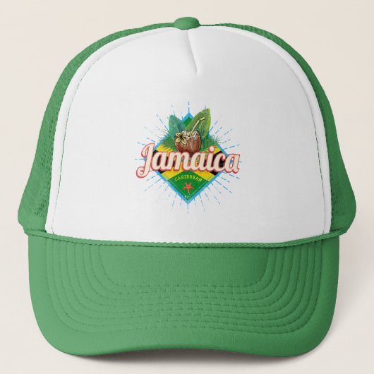 Jamaica caribische boon retro flag vacation  trucker pet (Voorkant)