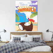 Jamaica Cartoon reisposter Canvas Afdruk (Insitu (Slaapkamer))