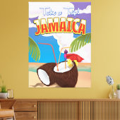 Jamaica Cartoon reisposter Canvas Afdruk (Insitu (Woonkamer))