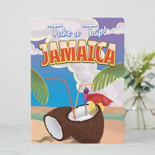 Jamaica Cartoon reisposter Kaart (Staand voorkant)