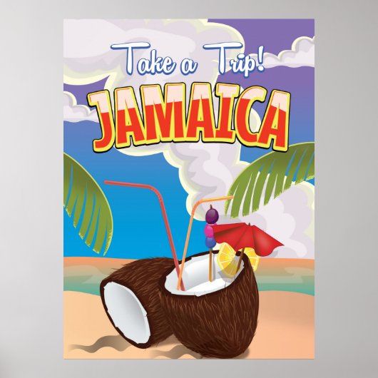 Jamaica Cartoon reisposter Poster (Voorkant)