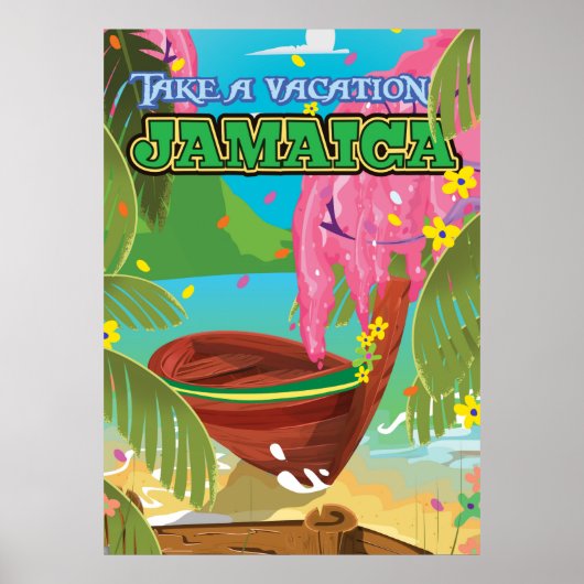 Jamaica cartoon reisposter poster (Voorkant)