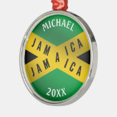 Jamaica Caution Tape Green Gold Jamaican Flag Metalen Ornament (Links)