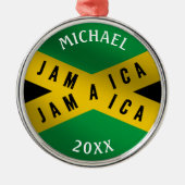 Jamaica Caution Tape Green Gold Jamaican Flag Metalen Ornament (Voorkant)