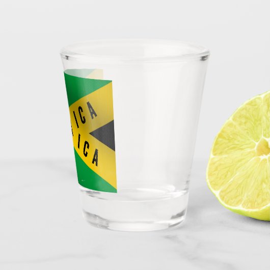 Jamaica Caution Tape Green Gold Jamaican Flag Shot Glas (Rechts)