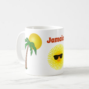 Jamaica Colorful Island Palm Trees Sun Sunbril Koffiemok