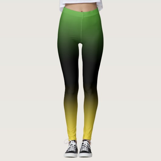 Jamaica Colors Gradient Ombre Green & Yellow Leggings (Voorkant)
