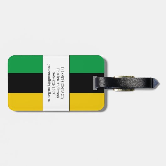 Jamaica Colors Green Black Gold Jamaican Bagagelabel (Achterkant horizontaal)