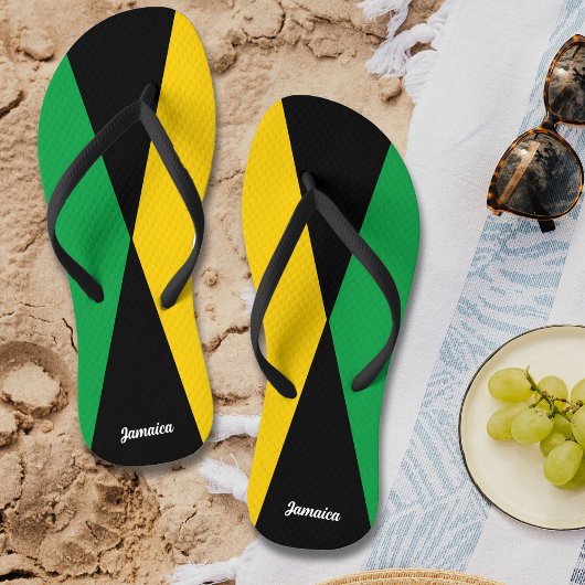 Jamaica Colors Green Black & Gold Jamaican Teenslippers