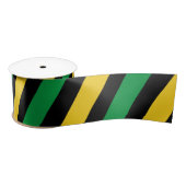 Jamaica Colors Green Gold Black Diagonal Jamaican Satijnen Lint (Spoel)