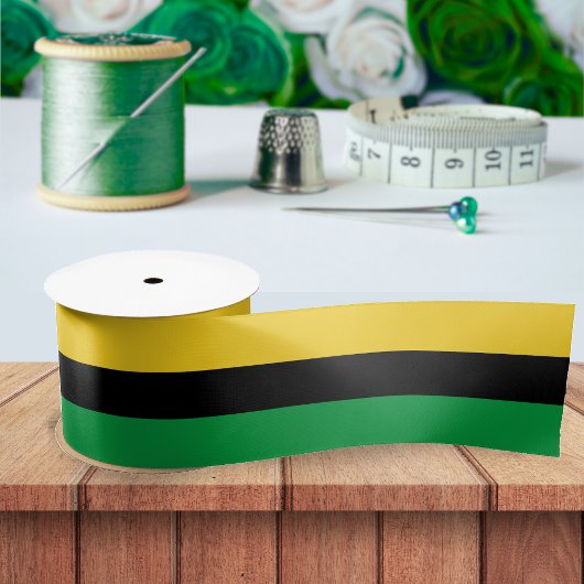 Jamaica Colors Green Gold Black Name Jamaican Satijnen Lint