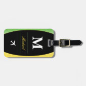 Jamaica Colors Green Gold Caribbean Name Monogram Bagagelabel (Voorkant horizontaal)