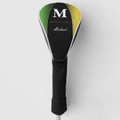 Jamaica Colors Green Gold Caribbean Name Monogram Golfheadcover (Voorkant)