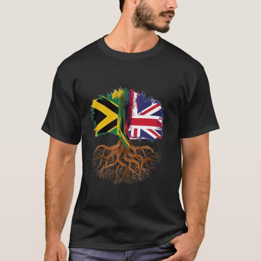 Jamaica Cool Jamaican Flags Mannen Verenigd Konink T-shirt (Voorkant)