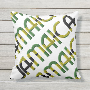 Jamaica Country Flag Colors Typography Souvenir Buitenkussen