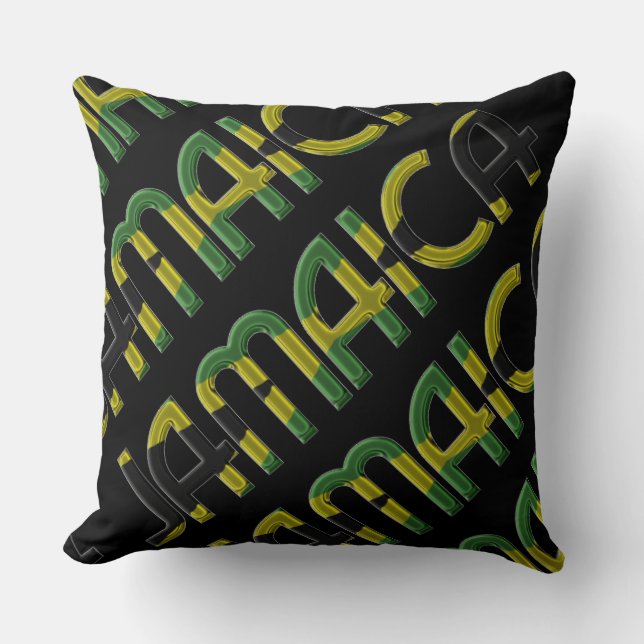 Jamaica Country Flag Colors Typography Souvenir Kussen (Voorkant)