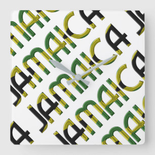 Jamaica Country Jamaican Flag Colors Typografie Vierkante Klok