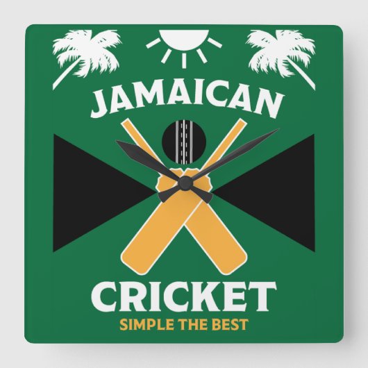 Jamaica Cricket Vierkante Klok (Voorkant)
