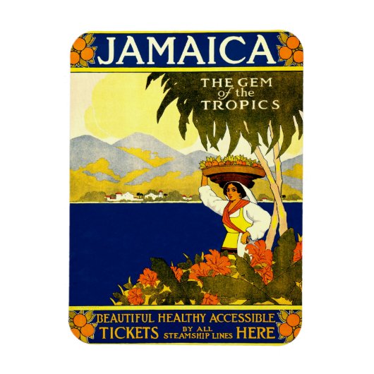 Jamaica de Gem van de Tropen Reisposter 1910 Magneet (Verticaal)