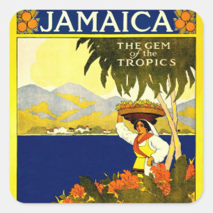Jamaica de Gem van de Tropen Reisposter 1910 Vierkante Sticker