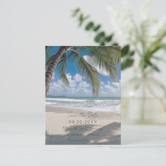 Jamaica Destination Beach Wedding Save the Date Aankondigingskaart (Staand voorkant)