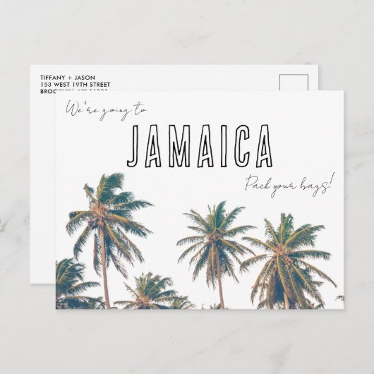 Jamaica Destination Beach Wedding Save the Date Briefkaart (Voorkant / Achterkant)
