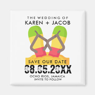 Jamaica Destination Beach Wedding Save the Date Magneet
