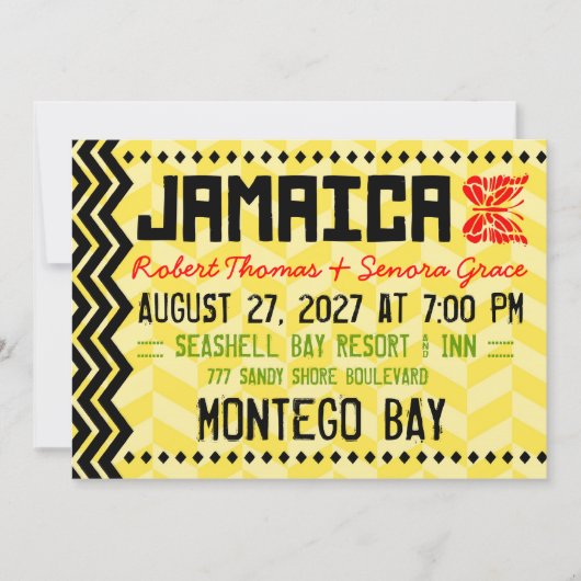 JAMAICA Destination Invitation Metallic Gold Kaart (Voorkant)